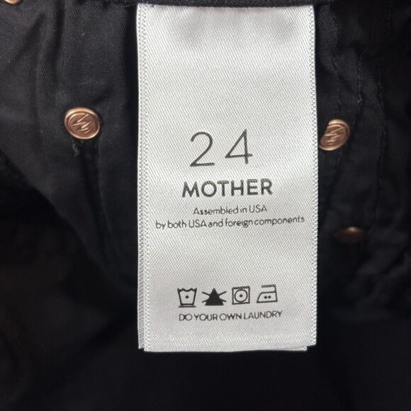 Mother Jeans Womens 24 Black High Waisted Looker Ankle Fray Guilty Glitter Racer - Picture 13 of 15